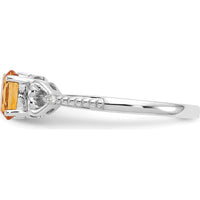 10K White Gold Citrine and Diamond Ring with Oval Citrine and Round Diamonds - 0.48 Carat Total Citrine Weight