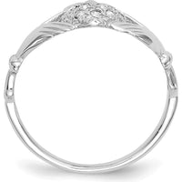 10K White Gold Claddagh Ring with Clustered Round Diamonds - 0.10 Carat Total Diamond Weight