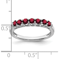 10K White Gold Created Ruby and Diamond 7-Stone Band Ring - 0.09 Carat Total Ruby Weight, 0.006 Carat Total Diamond Weight by 0