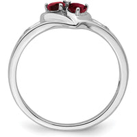 10K White Gold Created Ruby Heart Ring with Round Diamonds - 0.20 Carat Total Gem Weight by 0