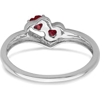 10K White Gold Created Ruby Heart Ring with Round Diamonds - 0.20 Carat Total Gem Weight by 0