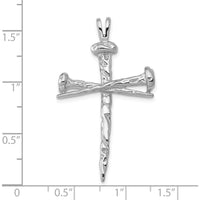 10K White Gold Cross Charm Pendant - Polished Rhodium Finish