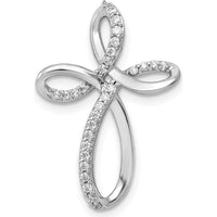 10K White Gold Cross Pendant with Intertwined Loops and Round Diamonds - 1/6 Carat Total Diamond Weight by Oro Pregiato