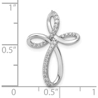 10K White Gold Cross Pendant with Intertwined Loops and Round Diamonds - 1/6 Carat Total Diamond Weight by Oro Pregiato