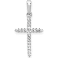 10K White Gold Cross Pendant with Round Diamonds - 1/6 Carat Total Diamond Weight by Oro Pregiato
