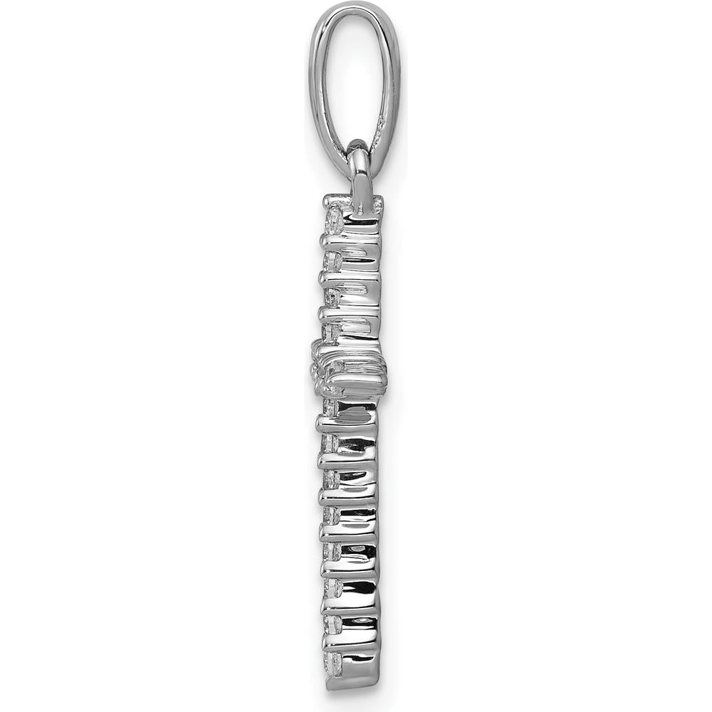 10K White Gold Cross Pendant with Round Diamonds - 1/6 Carat Total Diamond Weight by Oro Pregiato