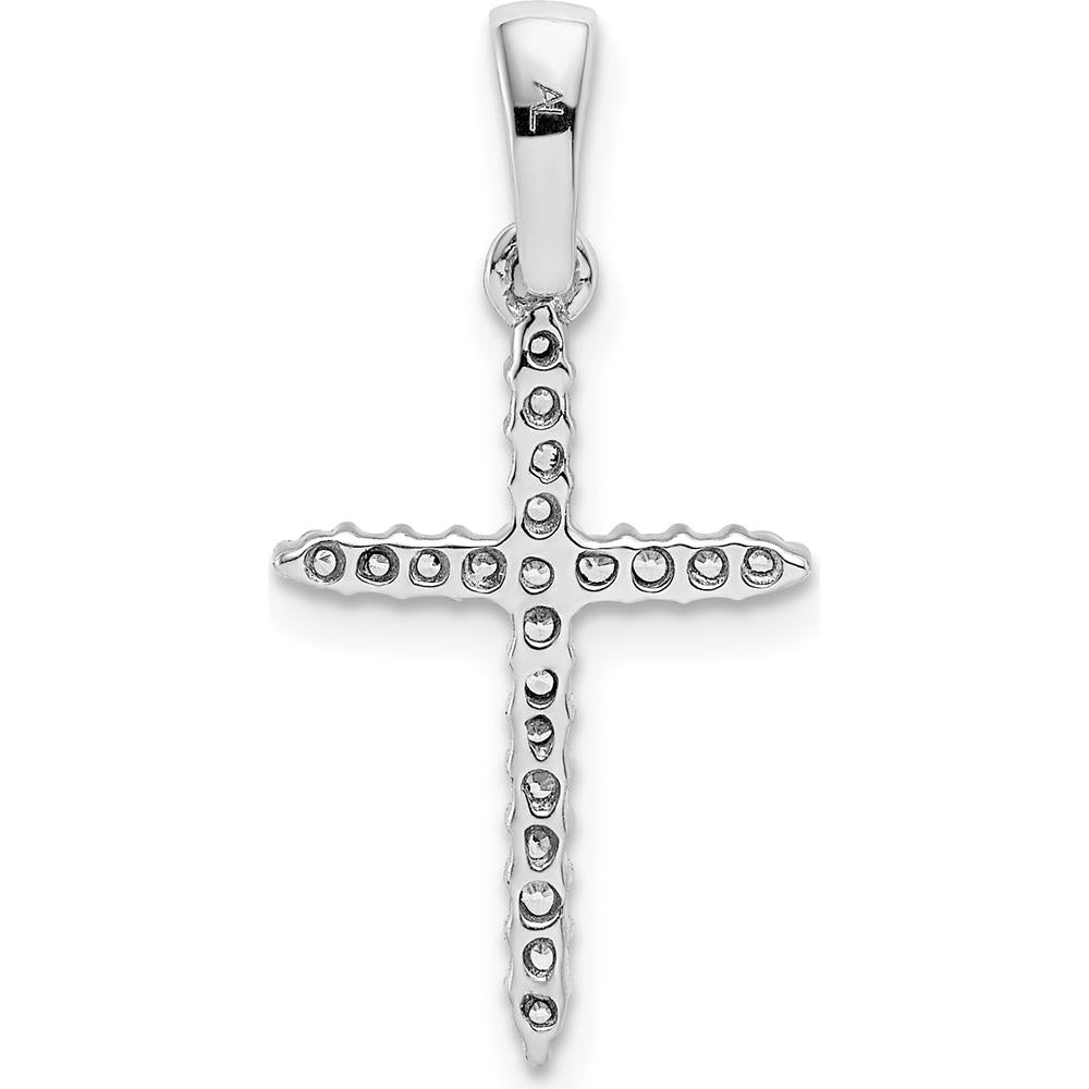 10K White Gold Cross Pendant with Round Diamonds - 1/6 Carat Total Diamond Weight by Oro Pregiato
