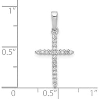 10K White Gold Cross Pendant with Round Diamonds - 1/6 Carat Total Diamond Weight by Oro Pregiato