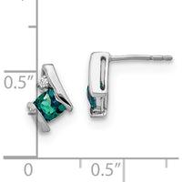 10K White Gold Cushion-Cut Alexandrite and Diamond Earrings with Lab-Created Alexandrite and Round Diamonds - 0.65 Carat Total Alexandrite Weight, 0.025 Carat Total Diamond Weight by Oro Pregiato