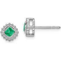 10K White Gold Cushion Cut Emerald Earrings - 0.25 Carat Total Emerald Weight by Monteluci Fine Jewelry