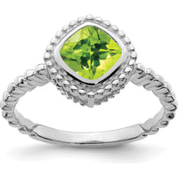10K White Gold Cushion Cut Peridot Ring - 1.2 Carat Total Peridot Weight by 0