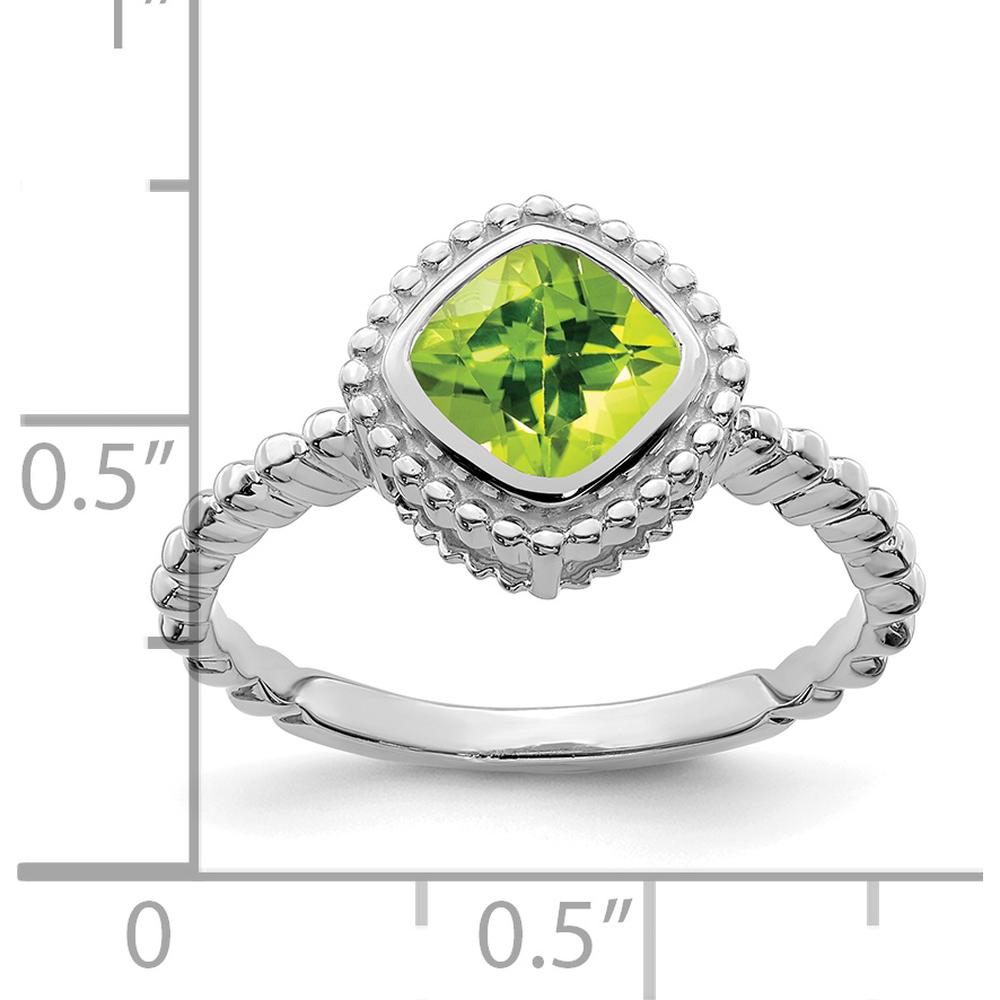 10K White Gold Cushion Cut Peridot Ring - 1.2 Carat Total Peridot Weight by 0