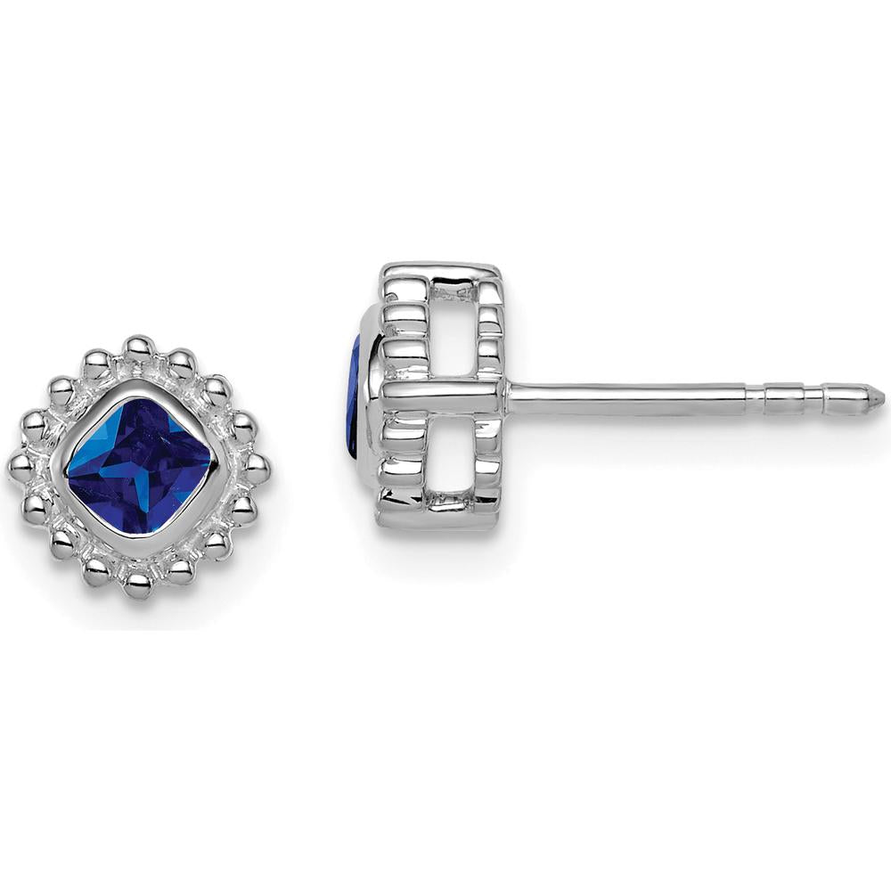 10K White Gold Cushion Cut Sapphire Earrings - 0.25 Carat Total Sapphire Weight by Monteluci Fine Jewelry