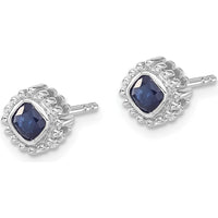 10K White Gold Cushion Cut Sapphire Earrings - 0.25 Carat Total Sapphire Weight by Monteluci Fine Jewelry