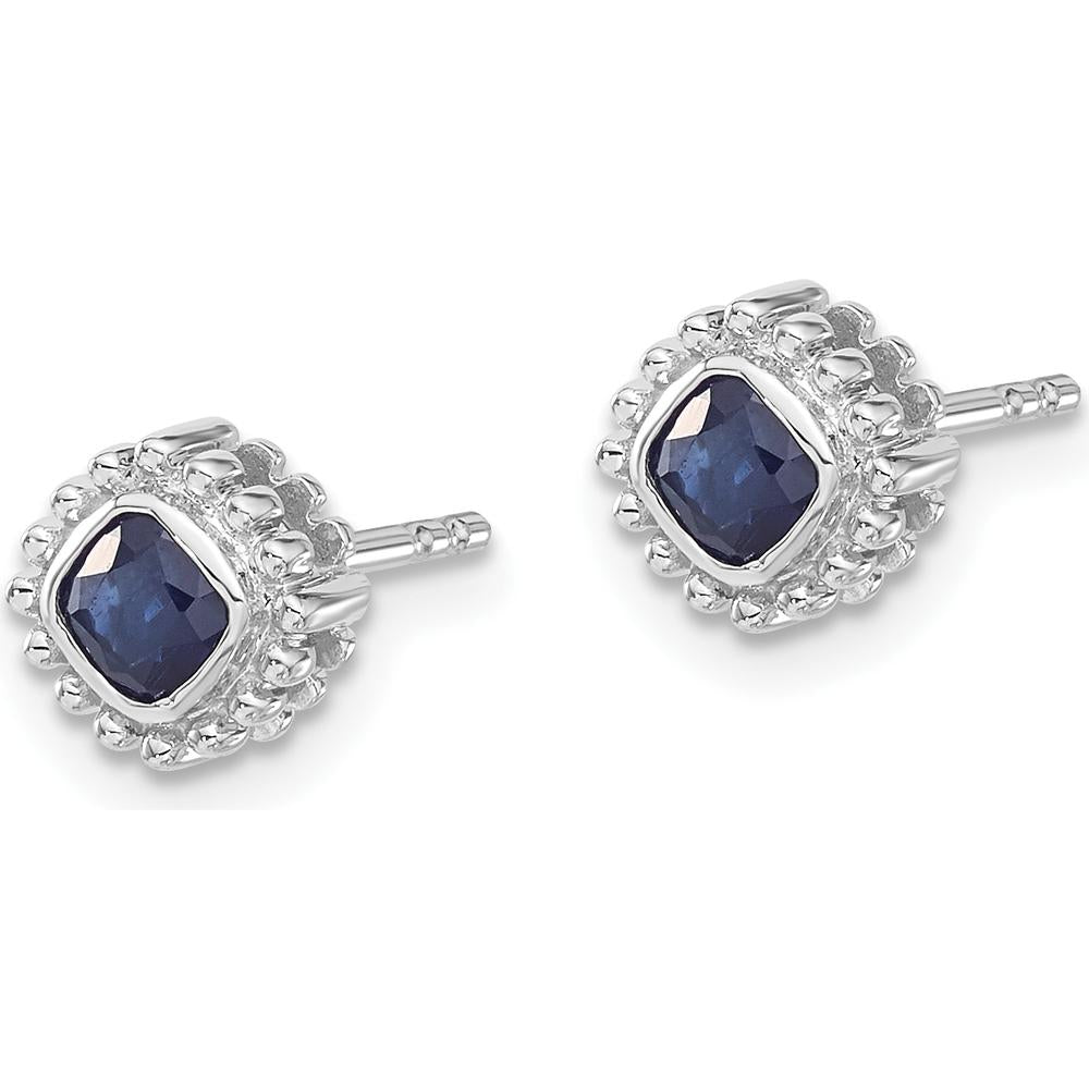 10K White Gold Cushion Cut Sapphire Earrings - 0.25 Carat Total Sapphire Weight by Monteluci Fine Jewelry