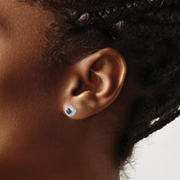 10K White Gold Cushion Cut Sapphire Earrings - 0.25 Carat Total Sapphire Weight by Monteluci Fine Jewelry