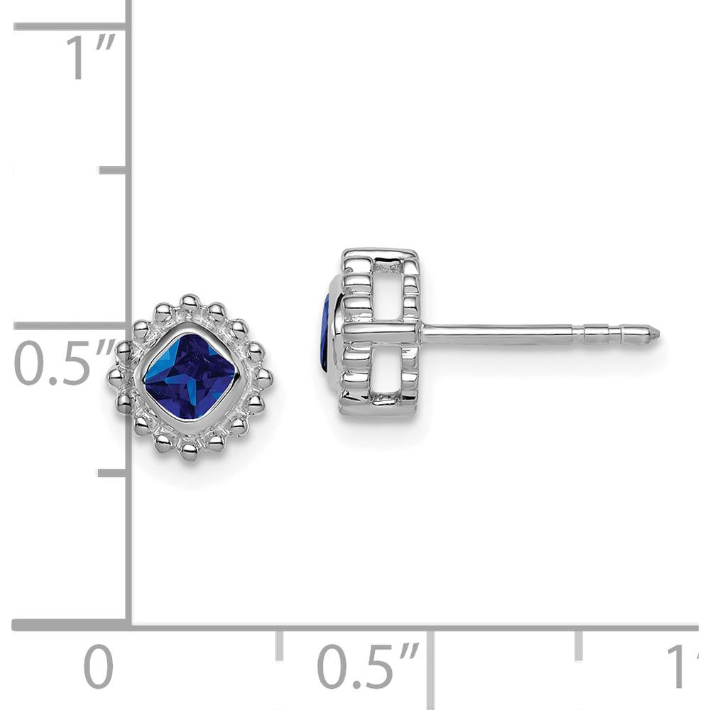 10K White Gold Cushion Cut Sapphire Earrings - 0.25 Carat Total Sapphire Weight by Monteluci Fine Jewelry