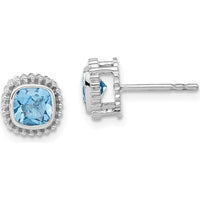 10K White Gold Cushion Cut Swiss Blue Topaz Earrings - 0.7 Carat Total Gem Weight by Monteluci Fine Jewelry