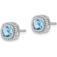 10K White Gold Cushion Cut Swiss Blue Topaz Earrings - 0.7 Carat Total Gem Weight by Monteluci Fine Jewelry