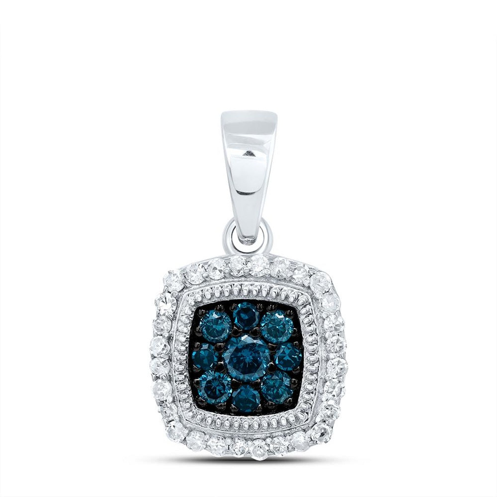 10K White Gold Cushion Diamond Pendant - 1/4 Carat Total Diamond Weight