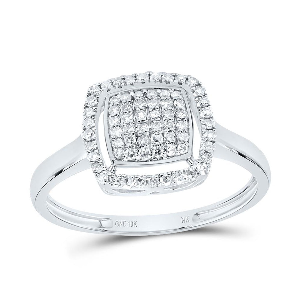 10K White Gold Cushion Diamond Ring - 1/4 Carat Total Diamond Weight