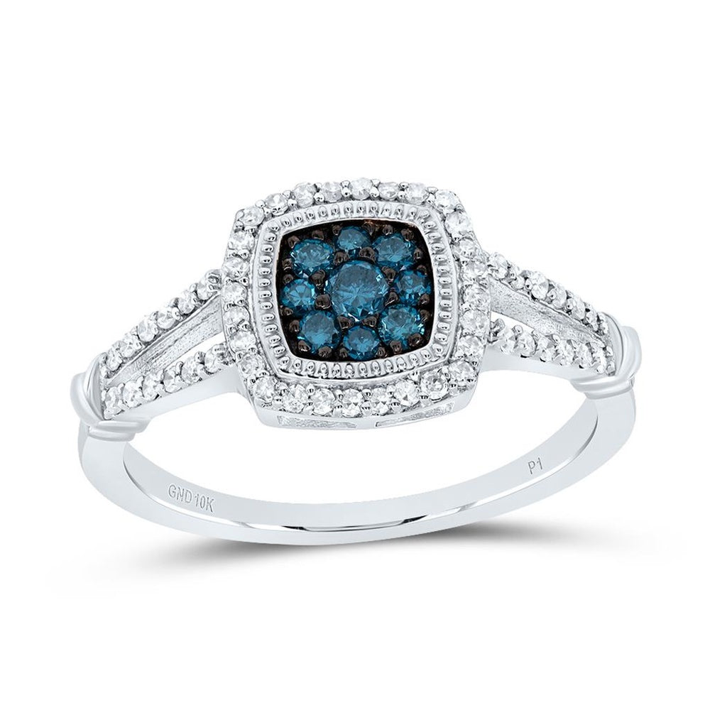 10K White Gold Cushion Diamond Ring - 3/8 Carat Total Diamond Weight