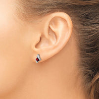 10K White Gold Cushion Garnet and Diamond Earrings - 0.323 Carat Garnet, 0.014 Carat Diamonds by Oro Pregiato