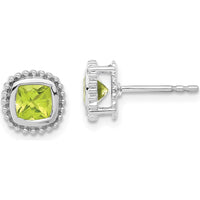 10K White Gold Cushion Peridot Earrings - 0.65 Carat Total Gemstone Weight by Monteluci Fine Jewelry