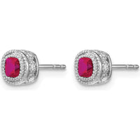 10K White Gold Cushion Ruby and Diamond Button Earrings - 0.25 Carat Total Ruby Weight, 0.006 Carat Total Diamond Weight by Monteluci Fine Jewelry