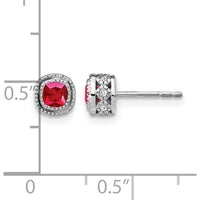 10K White Gold Cushion Ruby and Diamond Button Earrings - 0.25 Carat Total Ruby Weight, 0.006 Carat Total Diamond Weight by Monteluci Fine Jewelry