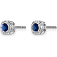 10K White Gold Cushion Sapphire and Diamond Button Earrings - 0.25 Carat Total Sapphire Weight by Monteluci Fine Jewelry