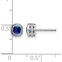 10K White Gold Cushion Sapphire and Diamond Button Earrings - 0.25 Carat Total Sapphire Weight by Monteluci Fine Jewelry