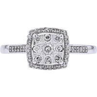 10K White Gold Cushion-Shaped Cluster Diamond Ring with 0.25 Carat Total Diamond Weight