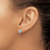 10K White Gold Cushion Swiss Blue Topaz & Round Diamond Earrings - 0.642 Carat Total Gem Weight by Oro Pregiato