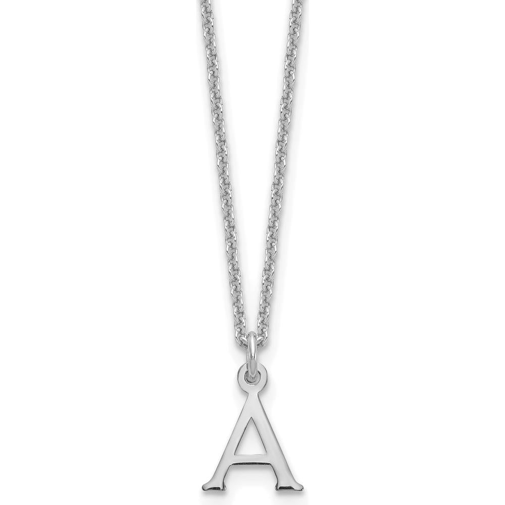 10K White Gold Cutout Letter A Initial Necklace with Rhodium Plating