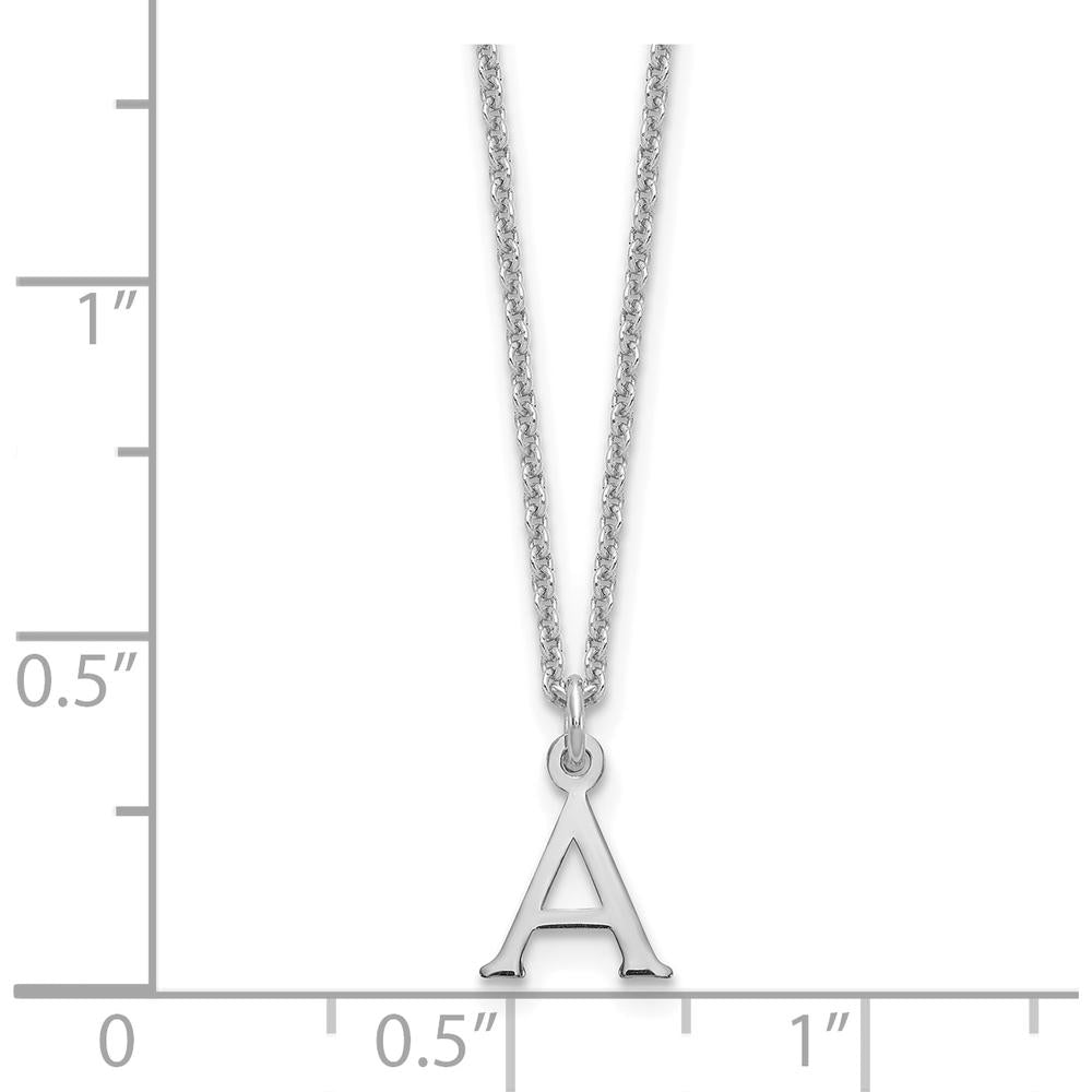 10K White Gold Cutout Letter A Initial Necklace with Rhodium Plating