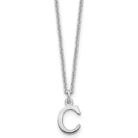 10K White Gold Cutout Letter C Pendant Necklace - Polished Finish, 18" Cable Chain