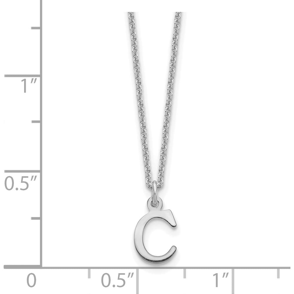 10K White Gold Cutout Letter C Pendant Necklace - Polished Finish, 18" Cable Chain