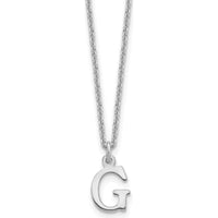10K White Gold Cutout Letter G Initial Necklace with Rhodium Plated Cable Chain - 18"