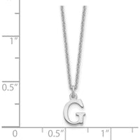10K White Gold Cutout Letter G Initial Necklace with Rhodium Plated Cable Chain - 18"