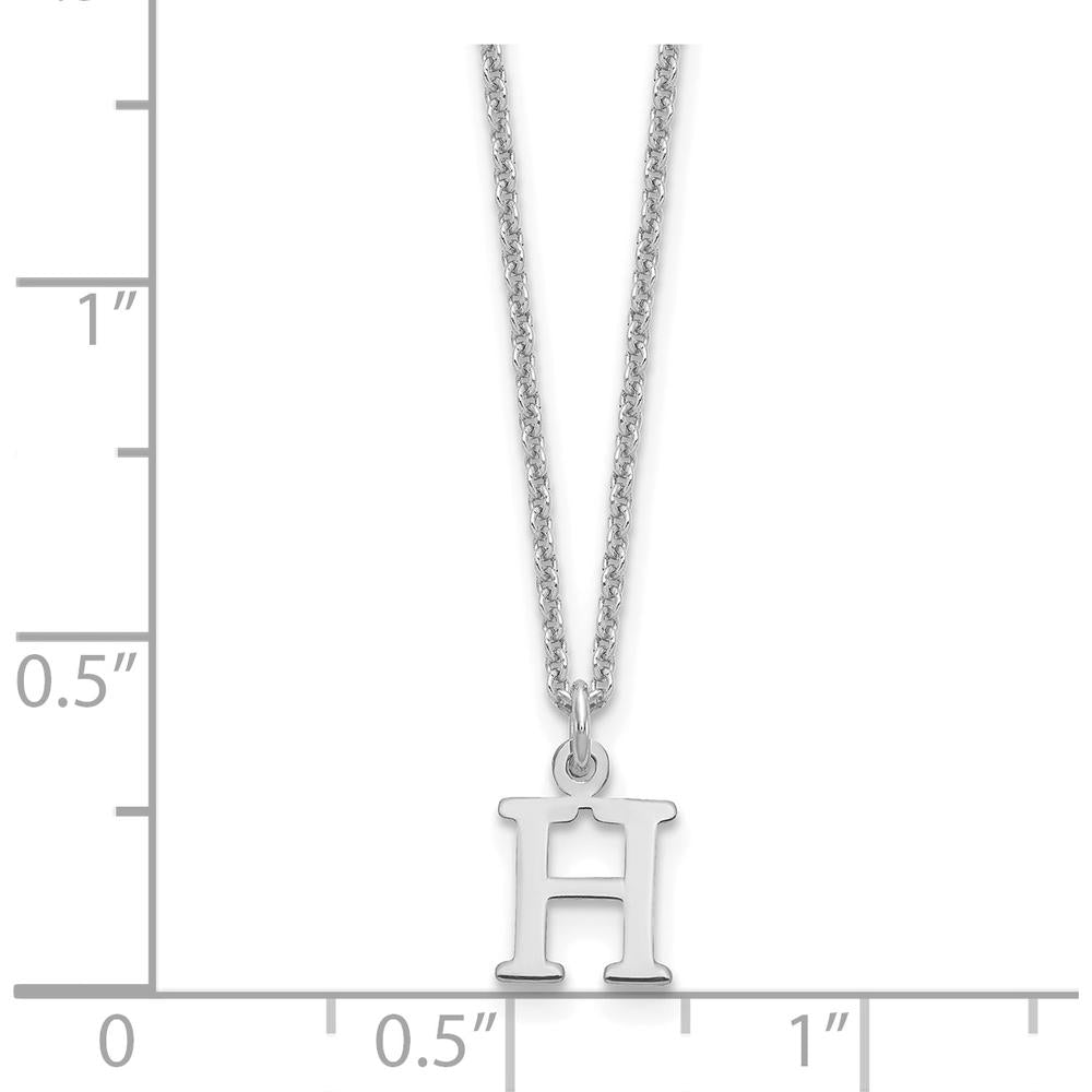 10K White Gold Cutout Letter H Initial Necklace - Polished Finish with Rhodium-Plated Cable Chain
