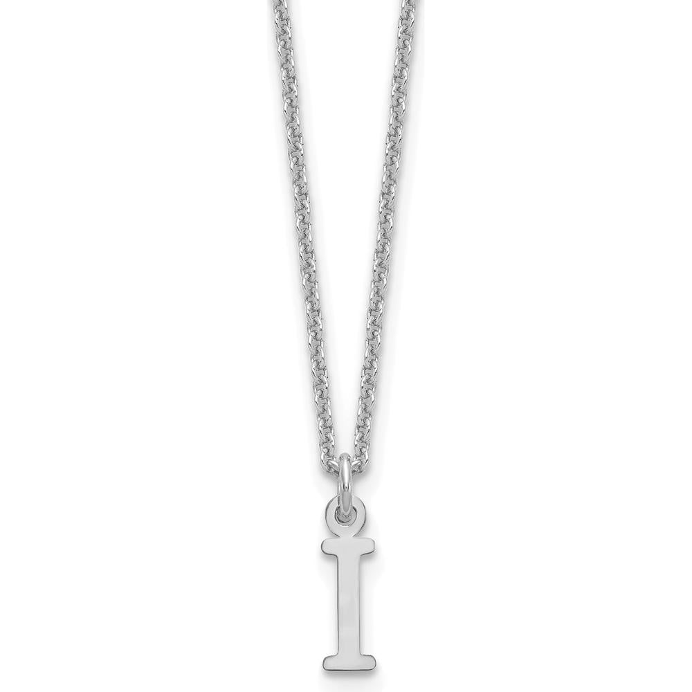 10K White Gold Cutout Letter "I" Initial Pendant Necklace - Rhodium Plated
