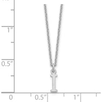 10K White Gold Cutout Letter "I" Initial Pendant Necklace - Rhodium Plated