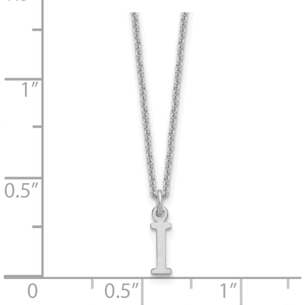 10K White Gold Cutout Letter "I" Initial Pendant Necklace - Rhodium Plated