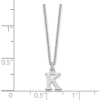 10K White Gold Cutout Letter K Initial Necklace - 18" Cable Chain