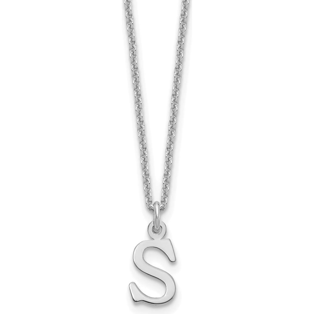 10K White Gold Cutout "S" Initial Pendant Necklace with Rhodium Plating - 18"