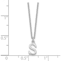 10K White Gold Cutout "S" Initial Pendant Necklace with Rhodium Plating - 18"