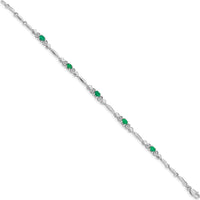 10K White Gold Diamond and Emerald Bracelet - 0.22 Carats Total Emerald Weight, 0.005 Carats Total Diamond Weight by Monteluci Fine Jewelry