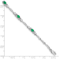 10K White Gold Diamond and Emerald Bracelet - 0.22 Carats Total Emerald Weight, 0.005 Carats Total Diamond Weight by Monteluci Fine Jewelry
