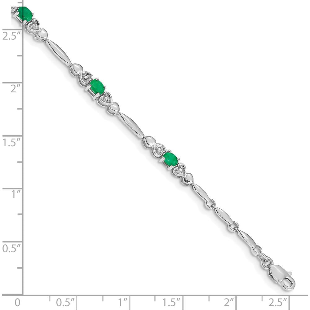 10K White Gold Diamond and Emerald Bracelet - 0.22 Carats Total Emerald Weight, 0.005 Carats Total Diamond Weight by Monteluci Fine Jewelry